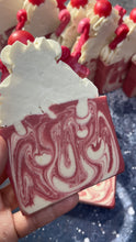 Load image into Gallery viewer, Candy cane peppermint cold process soap bar

