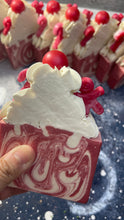 Load image into Gallery viewer, Candy cane peppermint cold process soap bar
