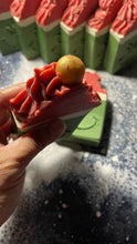Load image into Gallery viewer, Grinch cold process soap bar
