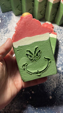 Load image into Gallery viewer, Grinch cold process soap bar
